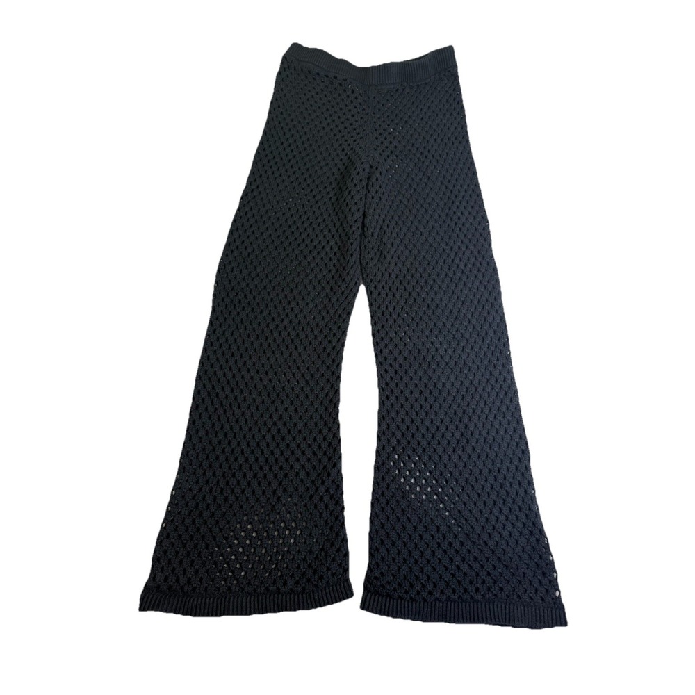 J.Crew Crochet Knit Pants Women XS Black Excellent Wide‎ Leg Beach Coverup